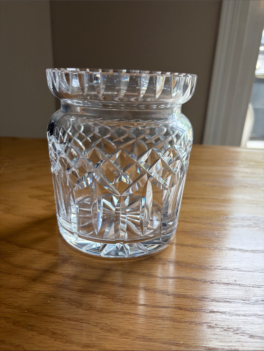 Vintage Waterford Clear Cut Glass Decorative Vase with Diamond Pattern